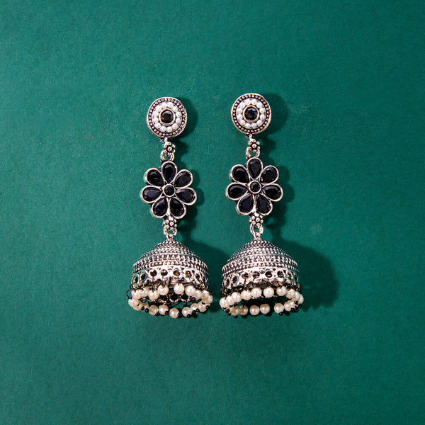 808208 Jhumki With Oxidised Plating