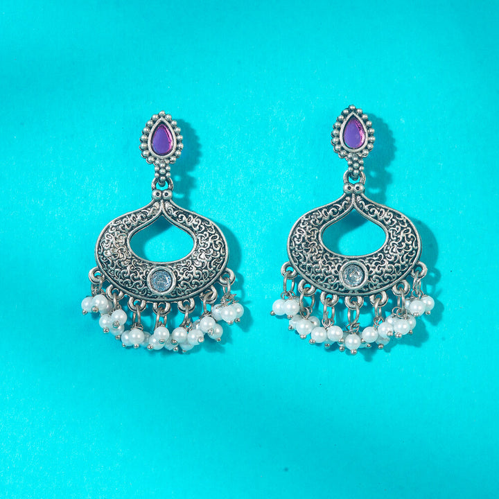 Classic Earring With Oxidised Plating 808302