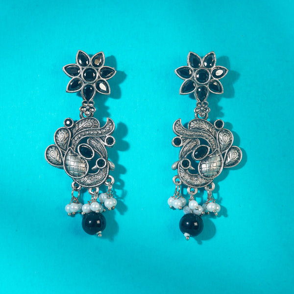 Peacock Earring With Oxidised Plating 808310