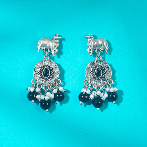 Classic Earring With Oxidised Plating 808322