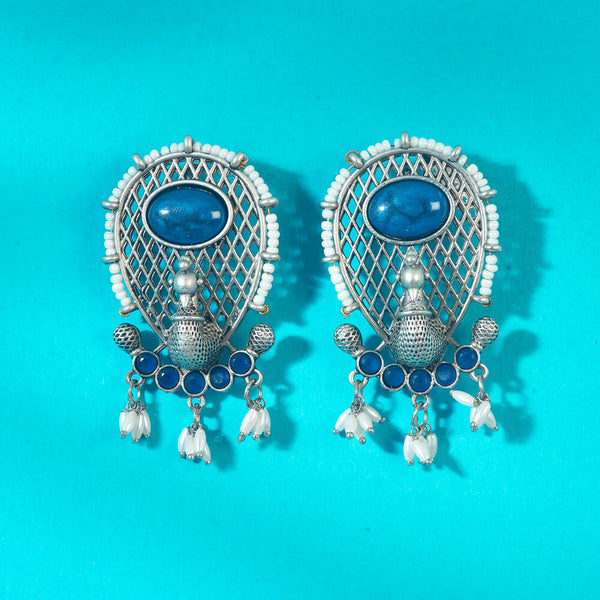 Peacock Earring With Oxidised Plating 808329