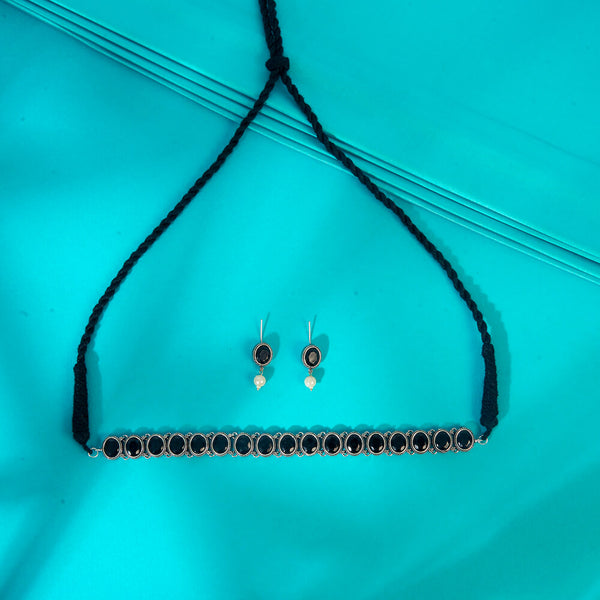 Choker Necklace With Oxidised Plating 808391