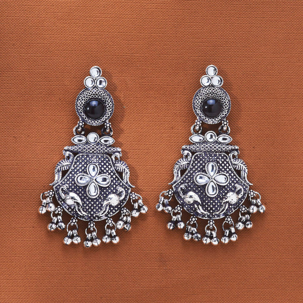 808481 Peacock Earring With Oxidised Plating