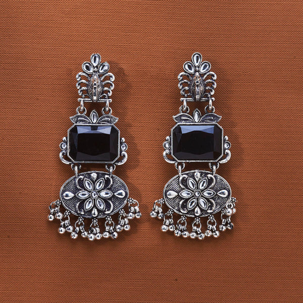 808485 Peacock Earring With Oxidised Plating