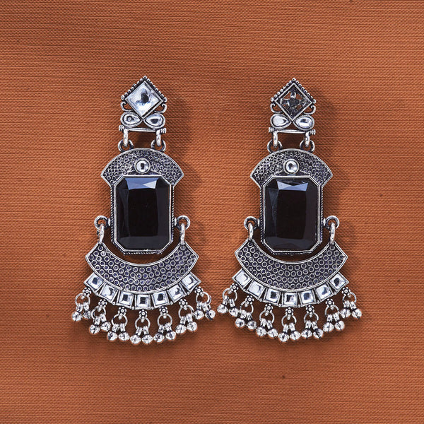 808487 Stone Earring With Oxidised Plating