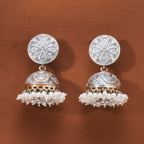 808559 Jhumki With Oxidised Plating