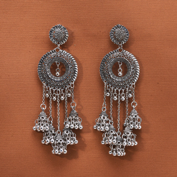 808570 Jhumki With Oxidised Plating