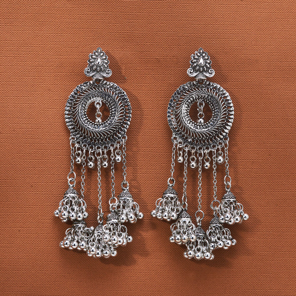 808571 Jhumki With Oxidised Plating