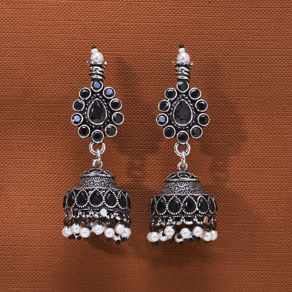 808583 Jhumki With Oxidised Plating