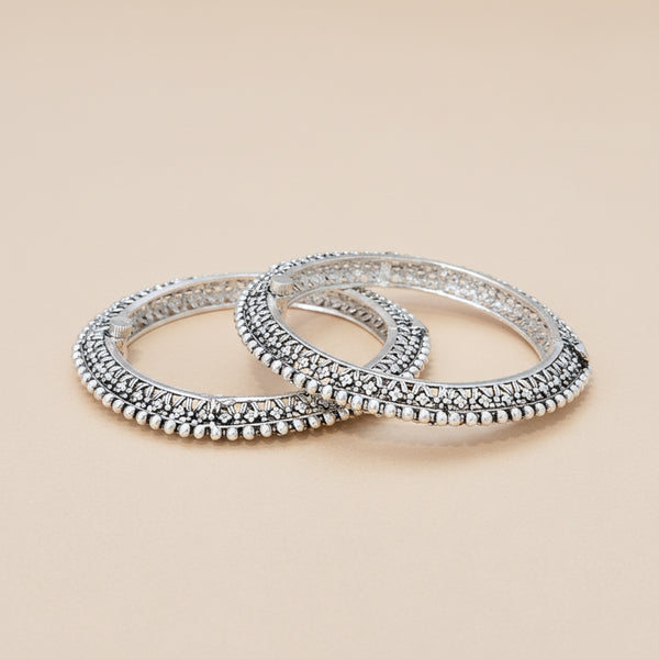 809118 Openable Bangles With Oxidised Plating