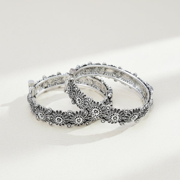 809147 Openable Bangles With Oxidised Plating