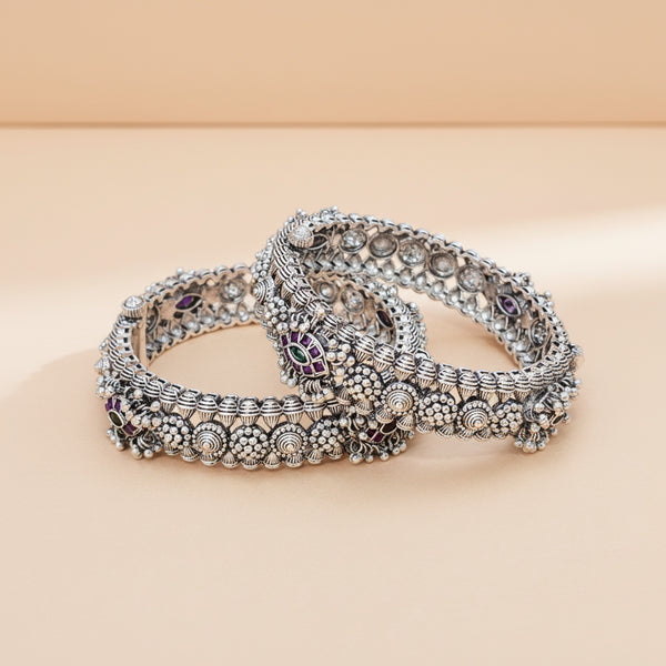 809148 Openable Bangles With Oxidised Plating