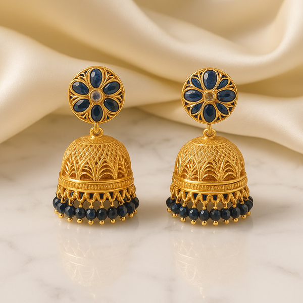 223554 Antique Jhumki With Gold Plating