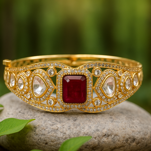 303040 Kundan Classic Kada With Gold Plating