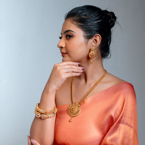 222537 Antique Openable Bangles With Matte Gold Plating