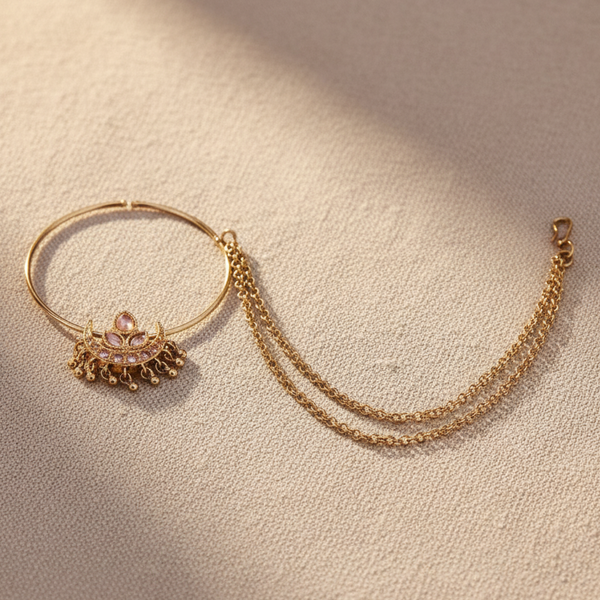 216746 Antique Pressing Nose Ring With Mehndi Plating
