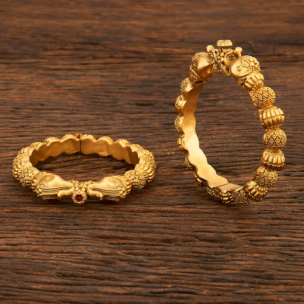 Antique Openable Bangles With Matte Gold Plating 211147