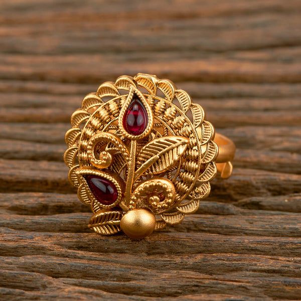 Antique Adjustable Ring With Matte Gold Plating 219218