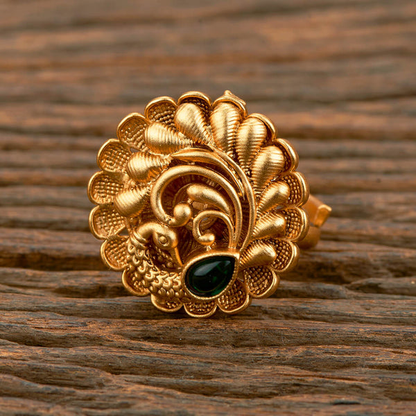 Antique Peacock Ring With Matte Gold Plating 219220