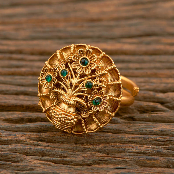 Antique Adjustable Ring With Matte Gold Plating 219225