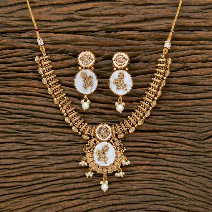 Antique Pearl Necklace With Gold Plating 219688