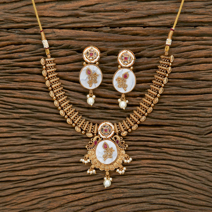 Antique Pearl Necklace With Gold Plating 219688