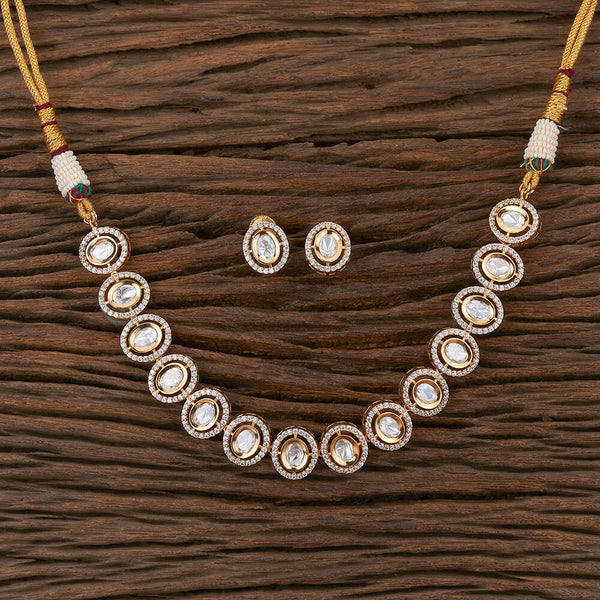 Kundan Classic Necklace With Rose Gold Plating 301990